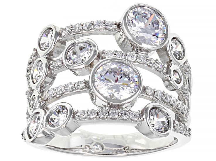 White Cubic Zirconia Platinum Over Sterling Silver Ring 3.89ctw