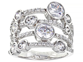 White Cubic Zirconia Platinum Over Sterling Silver Ring 3.89ctw