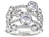 White Cubic Zirconia Platinum Over Sterling Silver Ring 3.89ctw