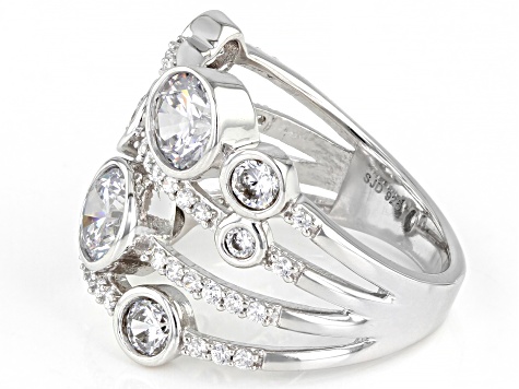 White Cubic Zirconia Platinum Over Sterling Silver Ring 3.89ctw 