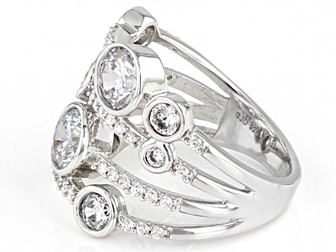 White Cubic Zirconia Platinum Over Sterling Silver Ring 3.89ctw