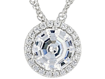 Picture of White Cubic Zirconia Rhodium Over Sterling Silver Scintillant Web Cut® Pendant With Chain 3.29ctw