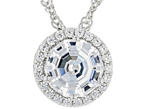 White Cubic Zirconia Rhodium Over Sterling Silver Web Scintillant Cut®  Pendant With Chain 3.29ctw