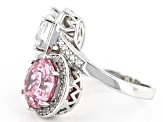 Pink And White Cubic Zirconia Rhodium Over Sterling Silver Scintillant Web Cut® Ring 13.40ctw