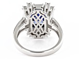 Blue And White Cubic Zirconia Scintillant Cut® Rhodium Over Sterling Silver Ring 7.50ctw