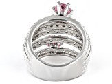 Pink And White Cubic Zirconia Rhodium Over Sterling Silver Ring 6.57ctw