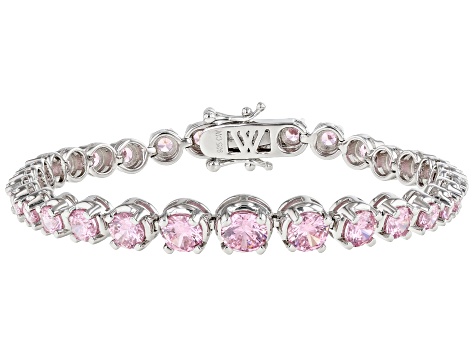 Pink Cubic Zirconia Rhodium Over Sterling Silver Bracelet 11.58ctw