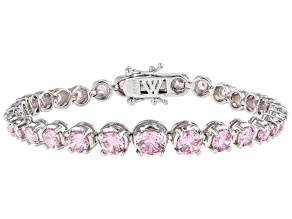 Pink Cubic Zirconia Rhodium Over Sterling Silver Bracelet 11.58ctw