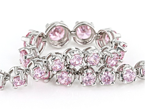 Pink Cubic Zirconia Rhodium Over Sterling Silver Bracelet 11.58ctw