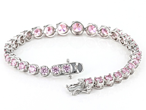 Pink Cubic Zirconia Rhodium Over Sterling Silver Bracelet 11.58ctw
