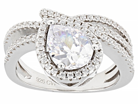 White Cubic Zirconia Rhodium Over Sterling Silver Ring 3.39ctw