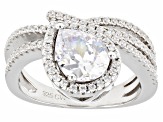 White Cubic Zirconia Rhodium Over Sterling Silver Ring 3.39ctw