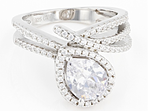 White Cubic Zirconia Rhodium Over Sterling Silver Ring 3.39ctw