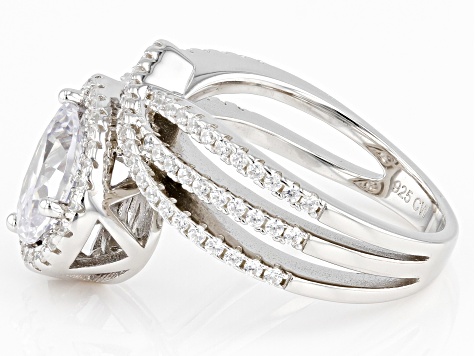 White Cubic Zirconia Rhodium Over Sterling Silver Ring 3.39ctw