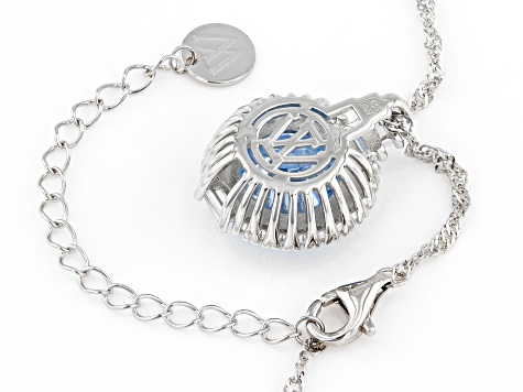 Blue And White Cubic Zirconia Rhodium Over Sterling Silver Pendant With Chain 9.90ctw