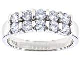 White Cubic Zirconia Rhodium Over Sterling Silver Anniversary Ring 1.55ctw