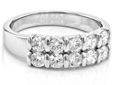 White Cubic Zirconia Rhodium Over Sterling Silver Anniversary Ring 1.55ctw