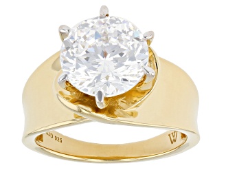 White Cubic Zirconia 18k Yellow Gold Over Sterling Silver Ring 5.50ctw