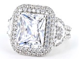 White Cubic Zirconia Rhodium Over Sterling Silver Ring 15.79ctw