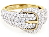White Cubic Zirconia 18k Yellow Gold Over Sterling Silver Buckle Ring 2.43ctw