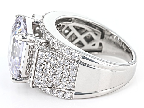 White Cubic Zirconia Rhodium Over Sterling Silver Asscher