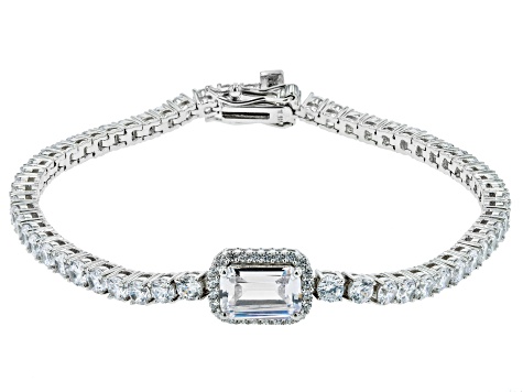 White Cubic Zirconia Rhodium Over Sterling Silver Tennis Bracelet 12.28ctw