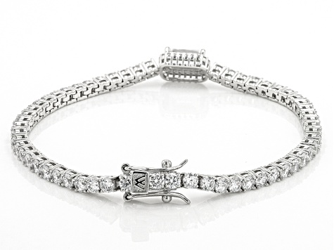 White Cubic Zirconia Rhodium Over Sterling Silver Tennis Bracelet 12.28ctw