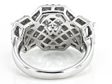 White Cubic Zirconia Rhodium Over Sterling Silver Ring 4.22ctw