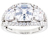 White Cubic Zirconia Rhodium Over Sterling Silver Asscher Cut Ring 6.81ctw