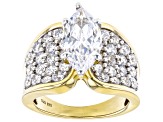 White Cubic Zirconia 18k Yellow Gold Over Sterling Silver Ring 6.93ctw