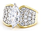 White Cubic Zirconia 18k Yellow Gold Over Sterling Silver Ring 6.93ctw