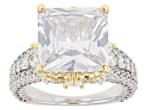 White Cubic Zirconia Rhodium And 18k Yellow Gold Over Sterling Silver Scintillant Cut® Ring 15.63ctw