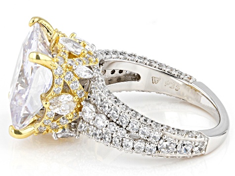 White Cubic Zirconia Rhodium And 18k Yellow Gold Over Sterling Silver Scintillant Cut® Ring 15.63ctw