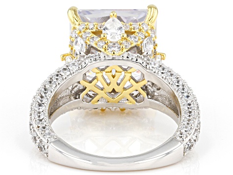 White Cubic Zirconia Rhodium And 18k Yellow Gold Over Sterling Silver  Scintillant Cut® Ring 15.63ctw