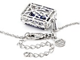 Blue And White Cubic Zirconia Rhodium Over Sterling Silver Pendant With Chain 10.50ctw