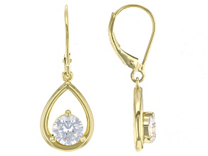 White Cubic Zirconia 18k Yellow Gold Over Sterling Silver Earrings 2.40ctw