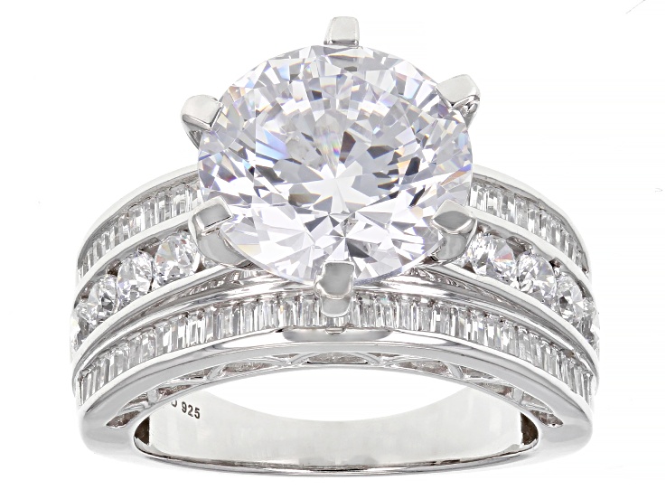 White Cubic Zirconia Platinum Over Sterling Silver Love Cut