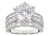 White Cubic Zirconia Platinum Over Sterling Silver Love Cut 9th Anniversary Ring 10.70ctw