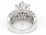 White Cubic Zirconia Platinum Over Sterling Silver Love Cut 9th Anniversary Ring 10.70ctw