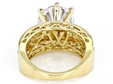White Cubic Zirconia 18K Yellow Gold Over Sterling Silver Love Cut 9th Anniversary Ring 10.70ctw