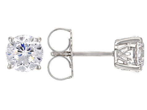 White Cubic Zirconia Platinum Over Sterling Silver Love Cut 9th Anniversary Earrings 3.00ctw