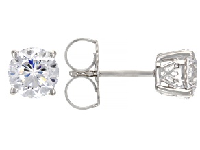 White Cubic Zirconia Platinum Over Sterling Silver Love Cut 9th Anniversary Earrings 3.00ctw