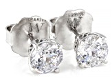 White Cubic Zirconia Platinum Over Sterling Silver Love Cut 9th Anniversary Earrings 3.00ctw