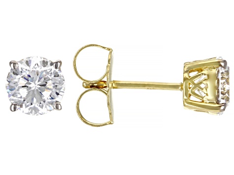 White Cubic Zirconia 18K Yellow Gold Over Sterling Silver Love Cut 9th Anniversary Earrings 3.00ctw