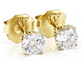 White Cubic Zirconia 18K Yellow Gold Over Sterling Silver Love Cut 9th Anniversary Earrings 3.00ctw