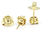 White Cubic Zirconia 18K Yellow Gold Over Sterling Silver Love Cut 9th Anniversary Earrings 3.00ctw