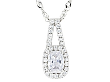 Picture of White Cubic Zirconia Rhodium Over Sterling Silver Pendant With Chain 2.43ctw
