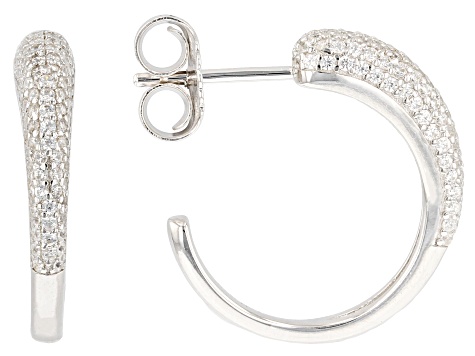 White Cubic Zirconia Rhodium Over Sterling Silver Hoops 2.50ctw