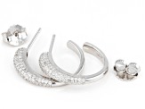 White Cubic Zirconia Rhodium Over Sterling Silver Hoops 2.50ctw