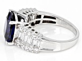 Blue And White Cubic Zirconia Rhodium Over Sterling Silver Ring 7.49ctw